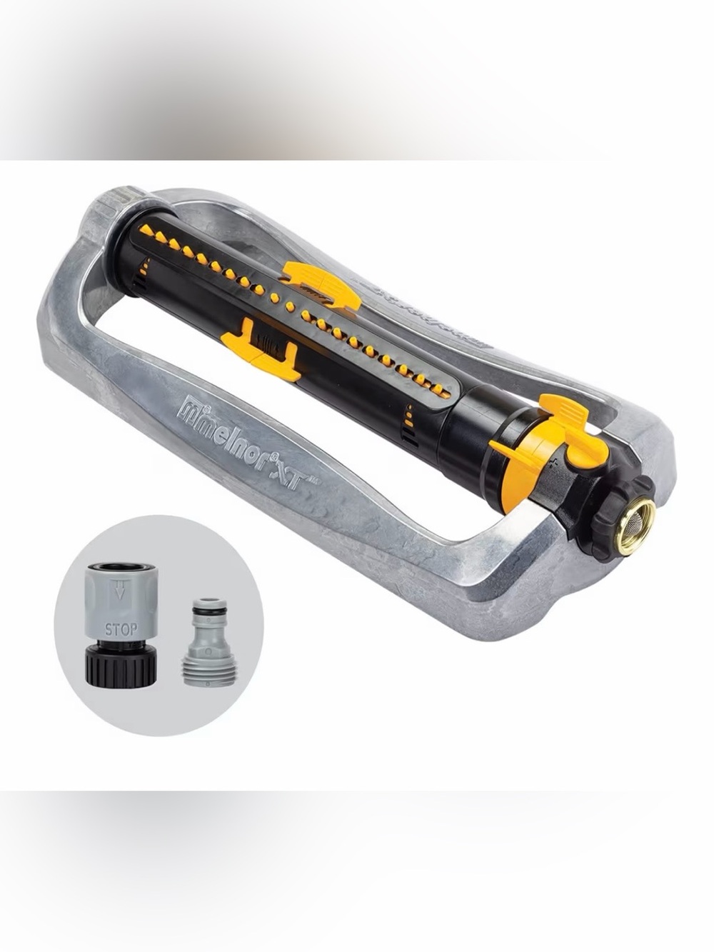 MELNOR Metal Base Turbo Quick Connect 4500 SF 3-Way Oscillating Sprinkler NIB!